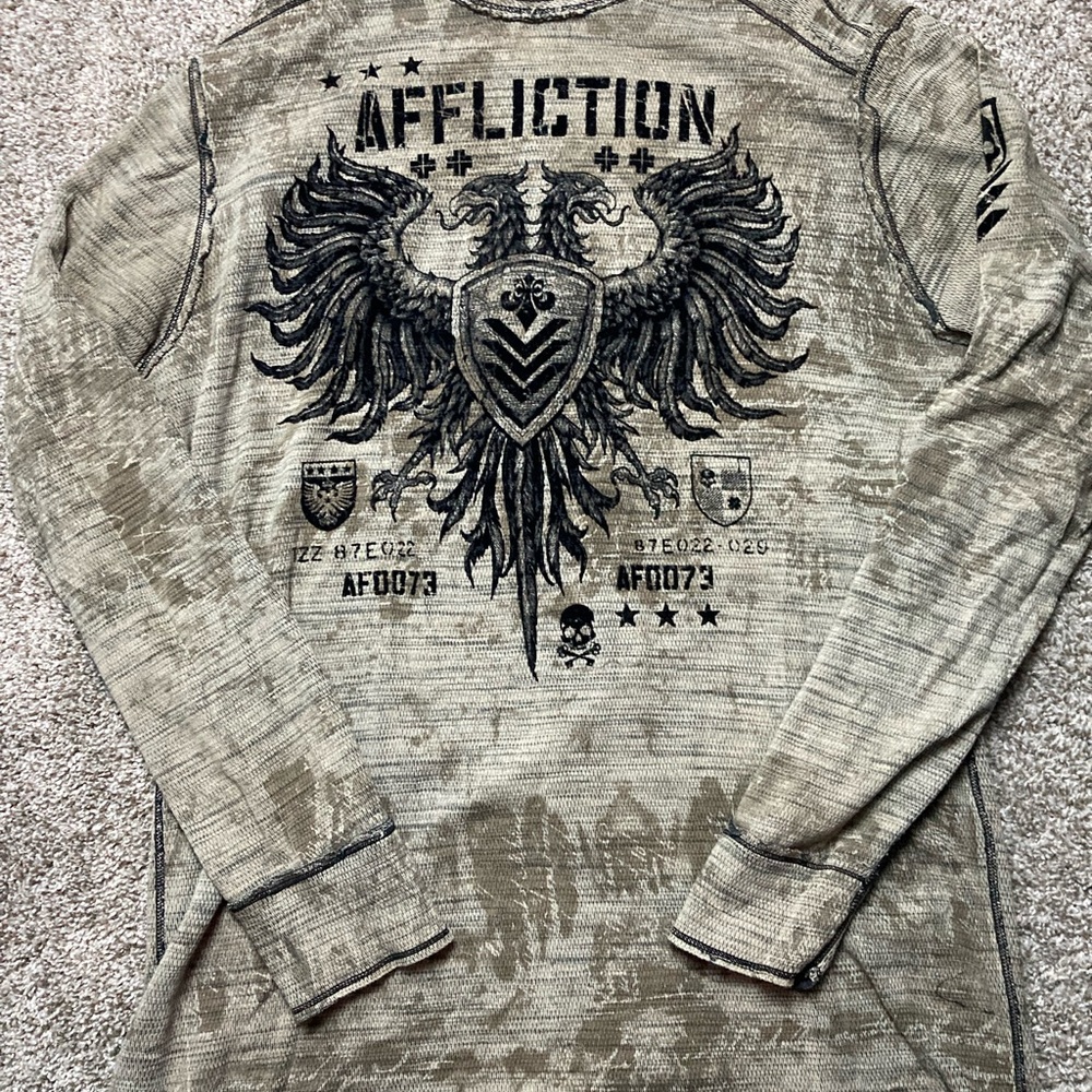 Vintage Affliction Reversible Long Sleeve Shirt Black Gothic Phoenix UFC